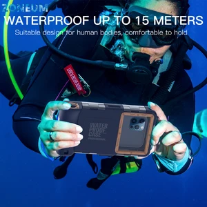 for poco f3 diving case professional 15m depth diving phone case for iphone 11 12 xs 7 8 plus 11 pro max waterproof cover чехо