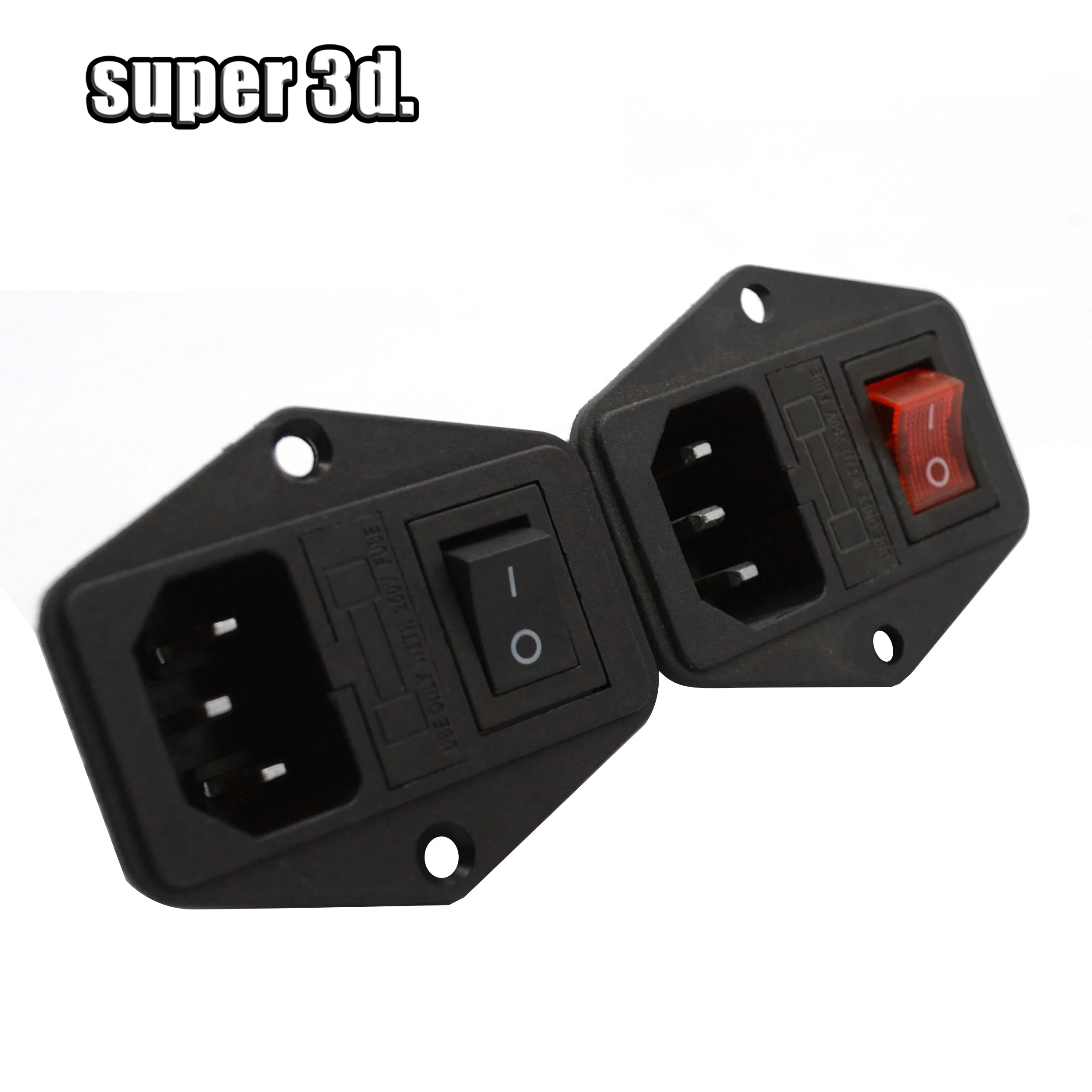 

10A/15A 250V AC Power Socket with Rocker Switch 3 in 1 with/without Fuse t Red Black 3D Printer parts