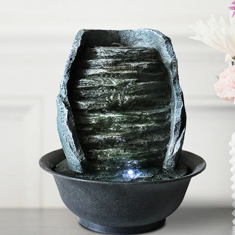 

Desktop Rockery Figurines FengShui Water Fountain Resin Decorative Fountains Indoor Water Fountains Craft Home Decor MJ904