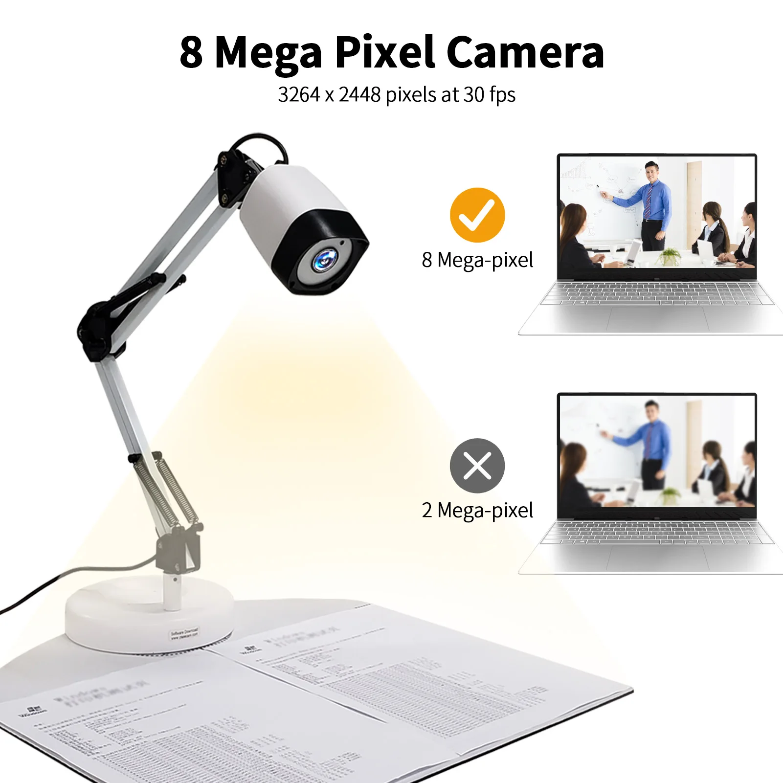 2 in 1 Document Scanner Camera & Webcam with Auto-Focus and LED Supplemental Light 8M HD A3 Scan Size for Online Teaching | Компьютеры