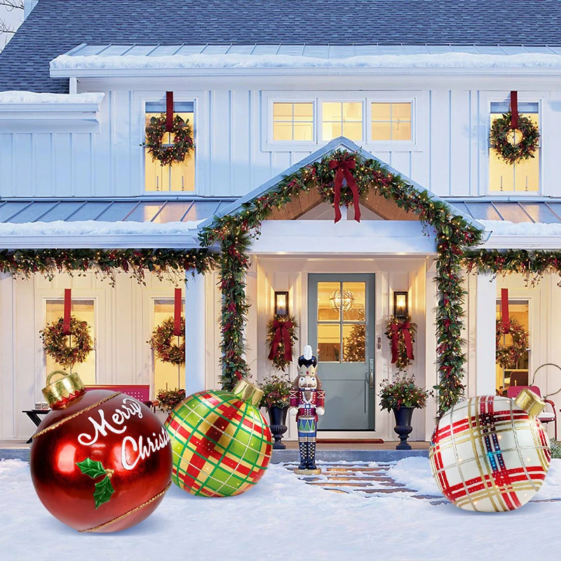 60cm Christmas Balls Decorations for Home Outdoor Gift Giant PVC Inflatable Toys Xmas Courtyard |
