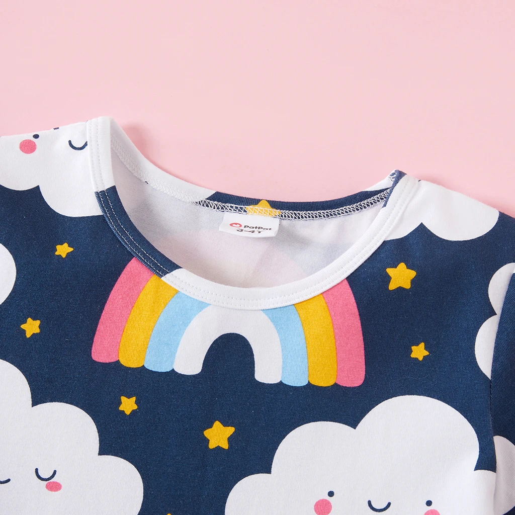 Летнее платье с коротким рукавом и радужным облаком 3 предмета | Детская одежда