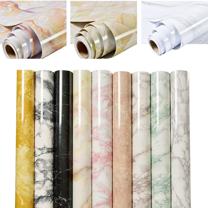

Marble Vinyl Film Self Adhesive Waterproof Wallpaper for Bathroom Kitchen Cupboard Countertops Contact Paper PVC Wall Stickers