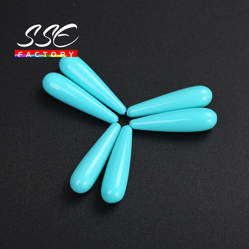 

8X30mm 5PCS Half Drilled Water Drop Blue Shell Pearl Beads For Jewelry making DIY Bracelets Earring Studs Accessories Wholesale