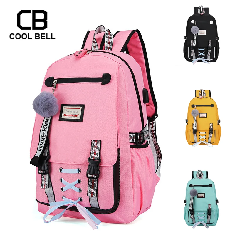 Большой Школьный рюкзак для девочек подростков с USB зарядкой и защитой от