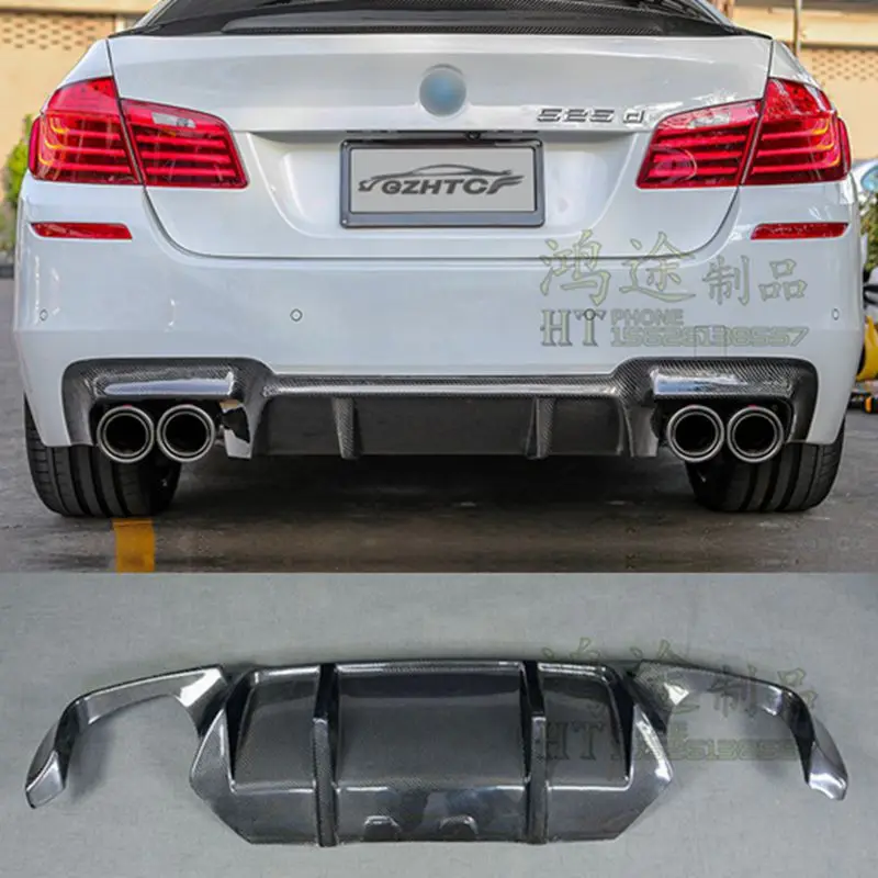 For BMW F10 M5 Sedan 2012 - 2017 Carbon Fiber Rear Bumper Diffuser Car Bumper Lip spoiler Protector Car Styling