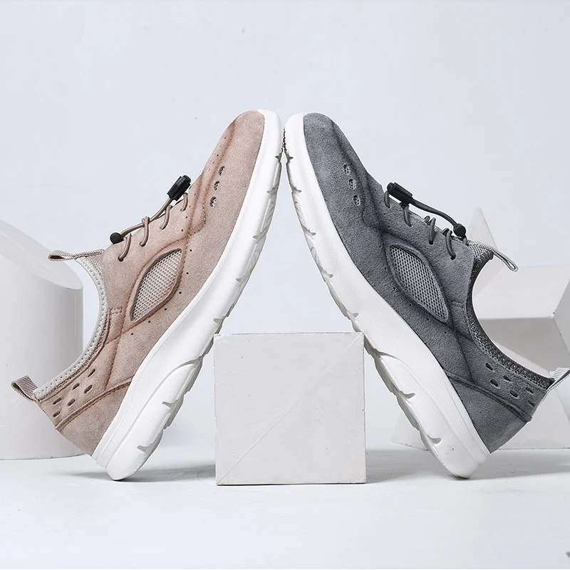 

2020 Summer Genuine Leather Casual Shoes Men Sneakers Breathable Lightweight Lace Up Mesh Trend Men Shoes Chaussure Homme New