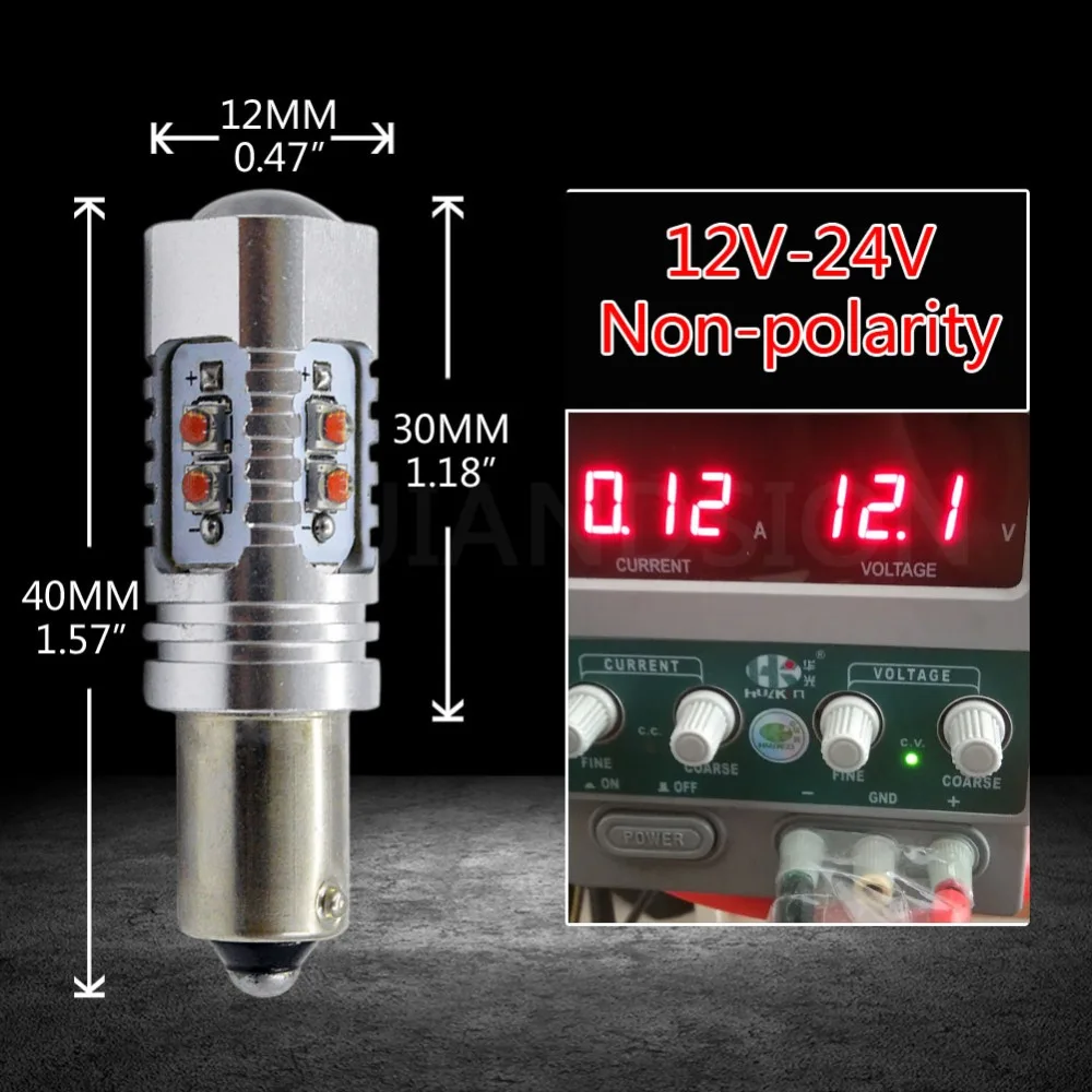 2 шт. AC/DC12-24V H21w BA9S BAY9S BAX9S 433D C'ree чипы светодиодный Белый/янтарный Canbus светодиодный задний фонарь 50 Вт 10smd для CC MG3 Citroen