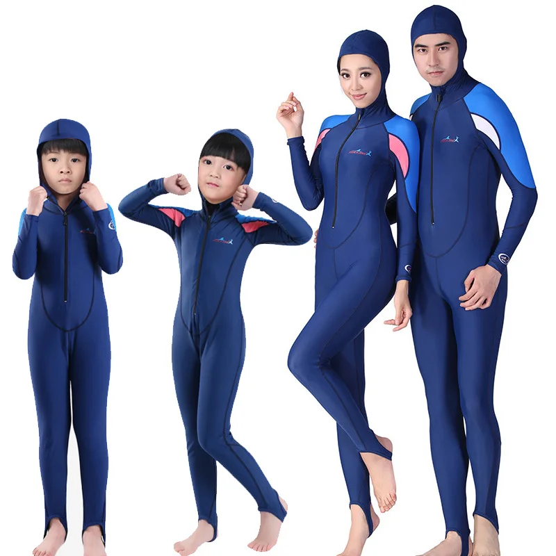 Детский и взрослый полноразмерный купальник с защитой от УФ лучей UPF 50 + цельный