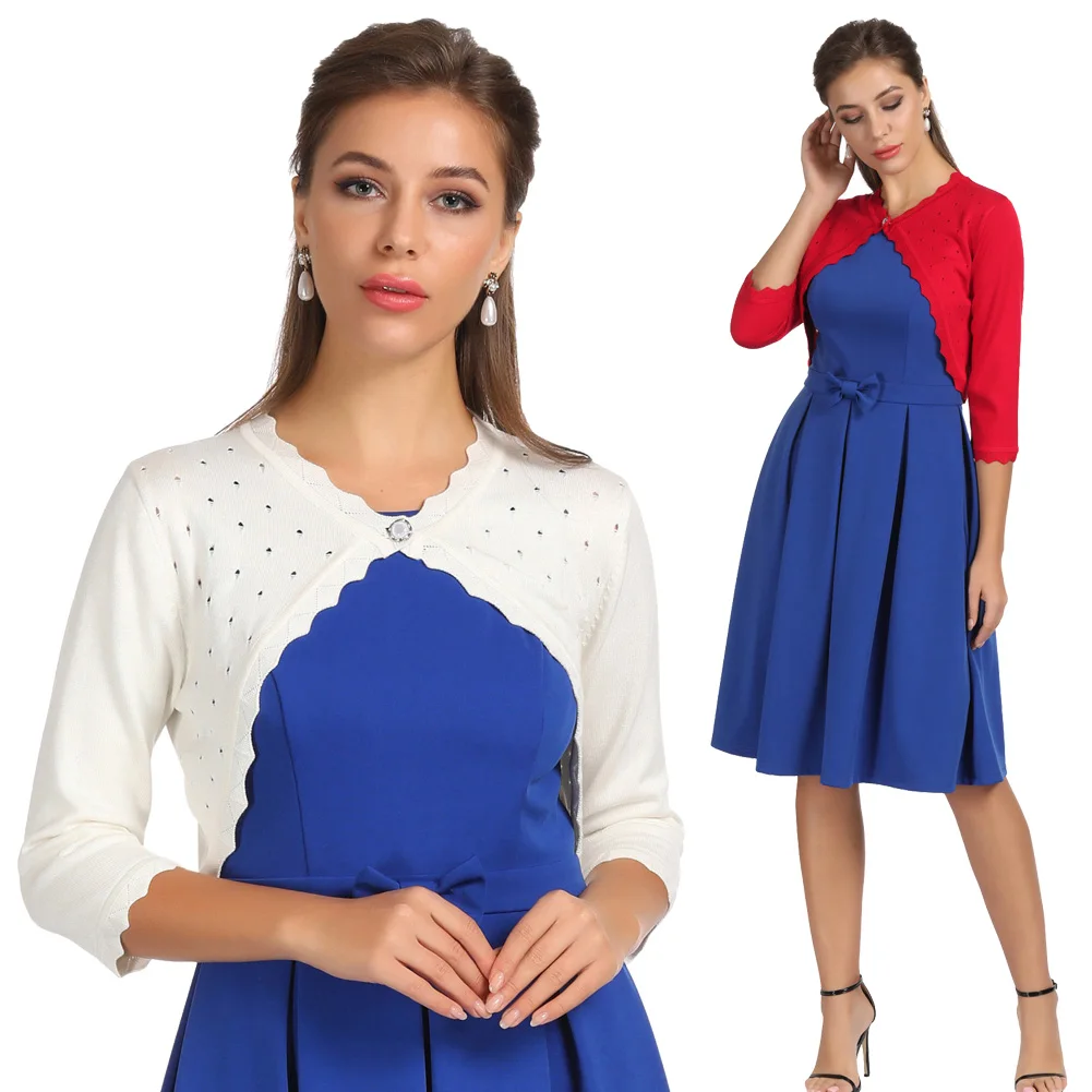 Grace Karin/Модный женский трикотажный кардиган с рукавом 3/4 на одной пуговице жакет