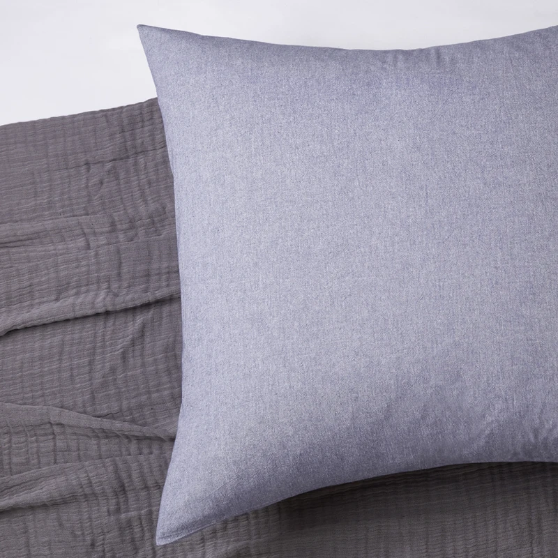 PHF Cotton Back Cushion Pillow Cover 45*45 cm Yarn Dye Pad For Solid Two-Pack Solid Russet Red Dark Grey Blue Color