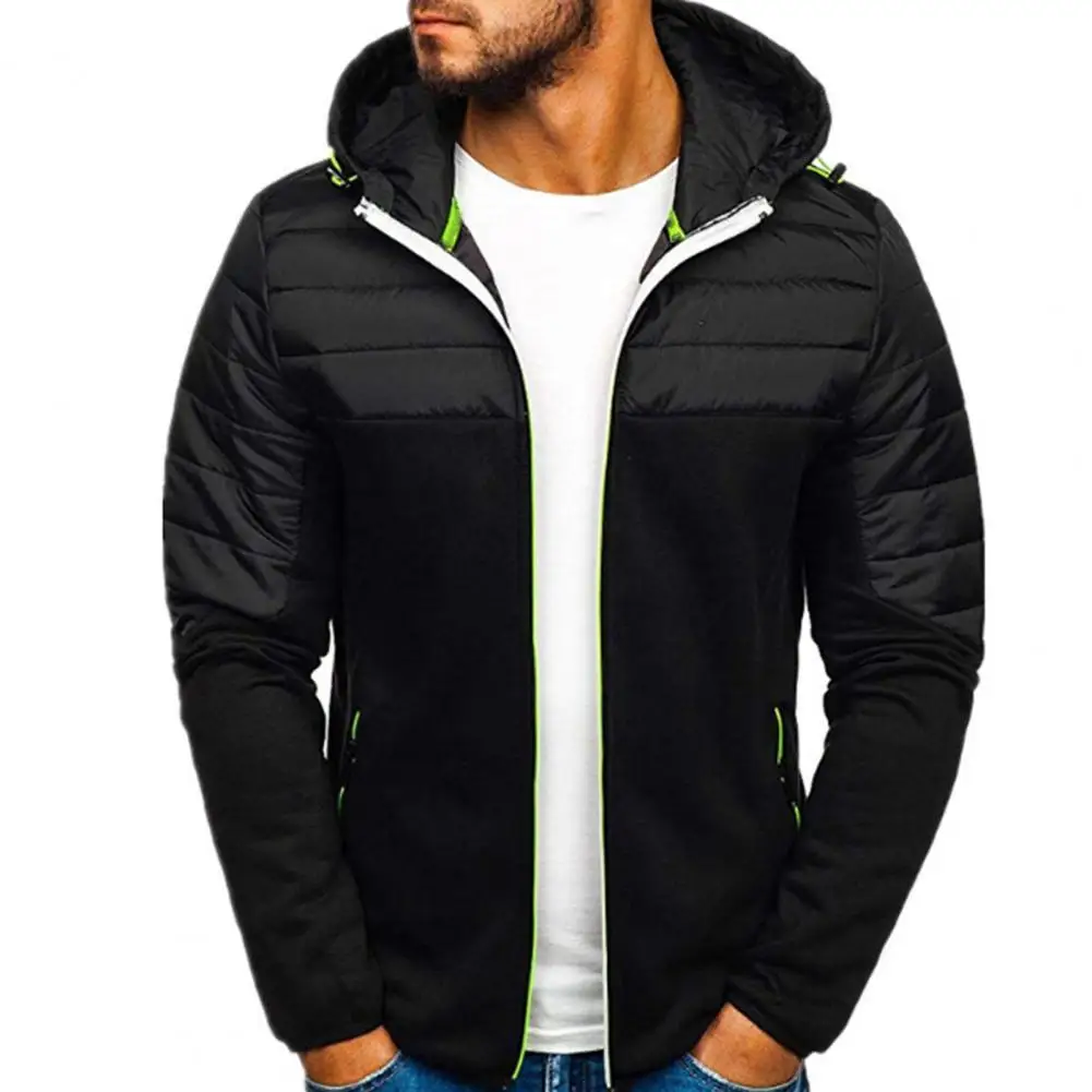 

Fashion Hooded Long Sleeve Men Jacket Autumn Winter Zipper Patchwork Pockets Jacket Windbreaker Male Clothing Jacket Coat 2021