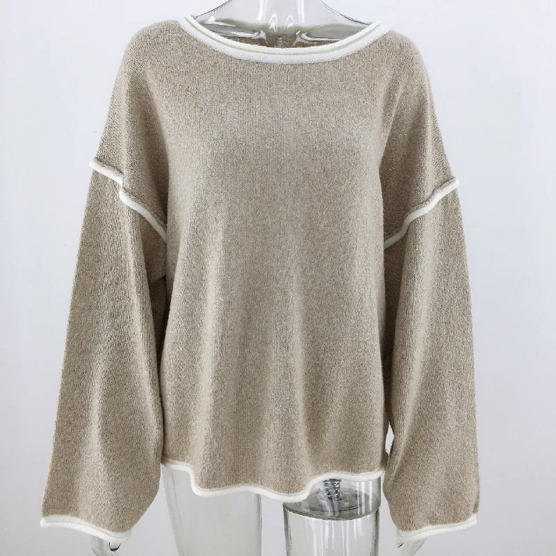 

Pullovers Women Soft Autumn O-Neck Sweaters Chic Daily Tops Womens Pullover Sweet Student Striped Harajuku Knitted Loose Outwear