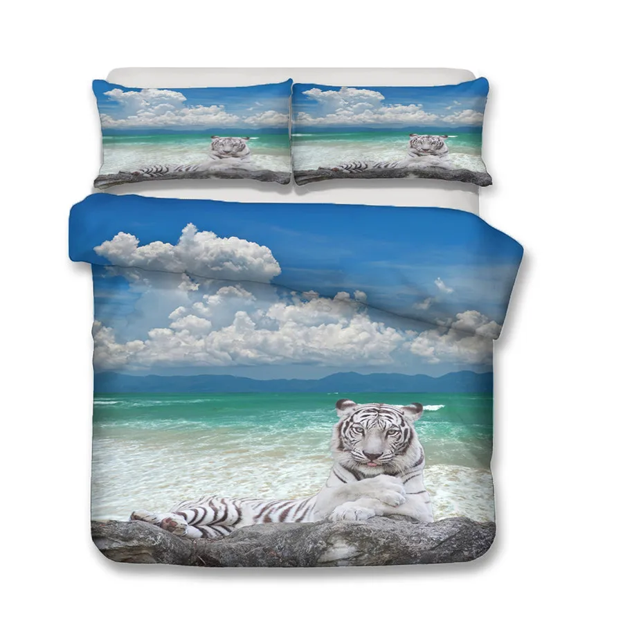 Комплект постельного белья с 3D принтом пододеяльник тигр домашний текстиль для
