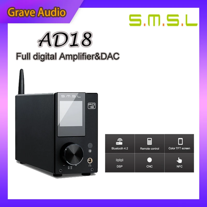 SMSL AD18 80W2 Bluetooth 4 2 Hi Fi аудио усилитель HIFI USB DSP цифровой декодирующий