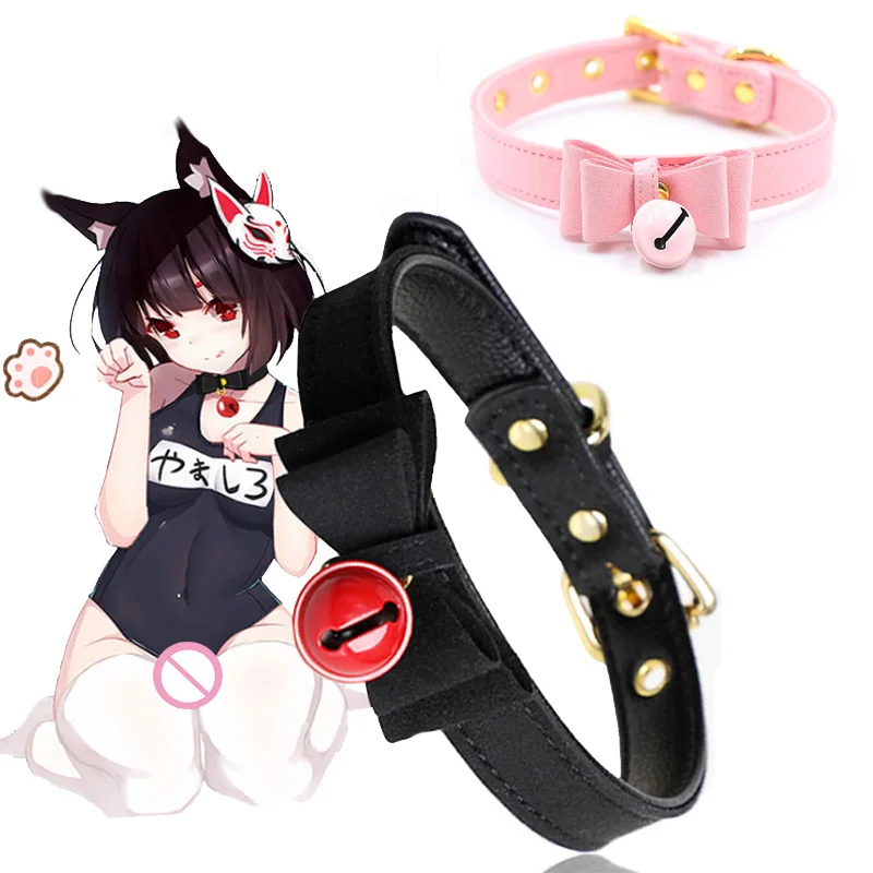 Пикантные металлический колокол колье чокер искусственная кожа ошейник Фетиш