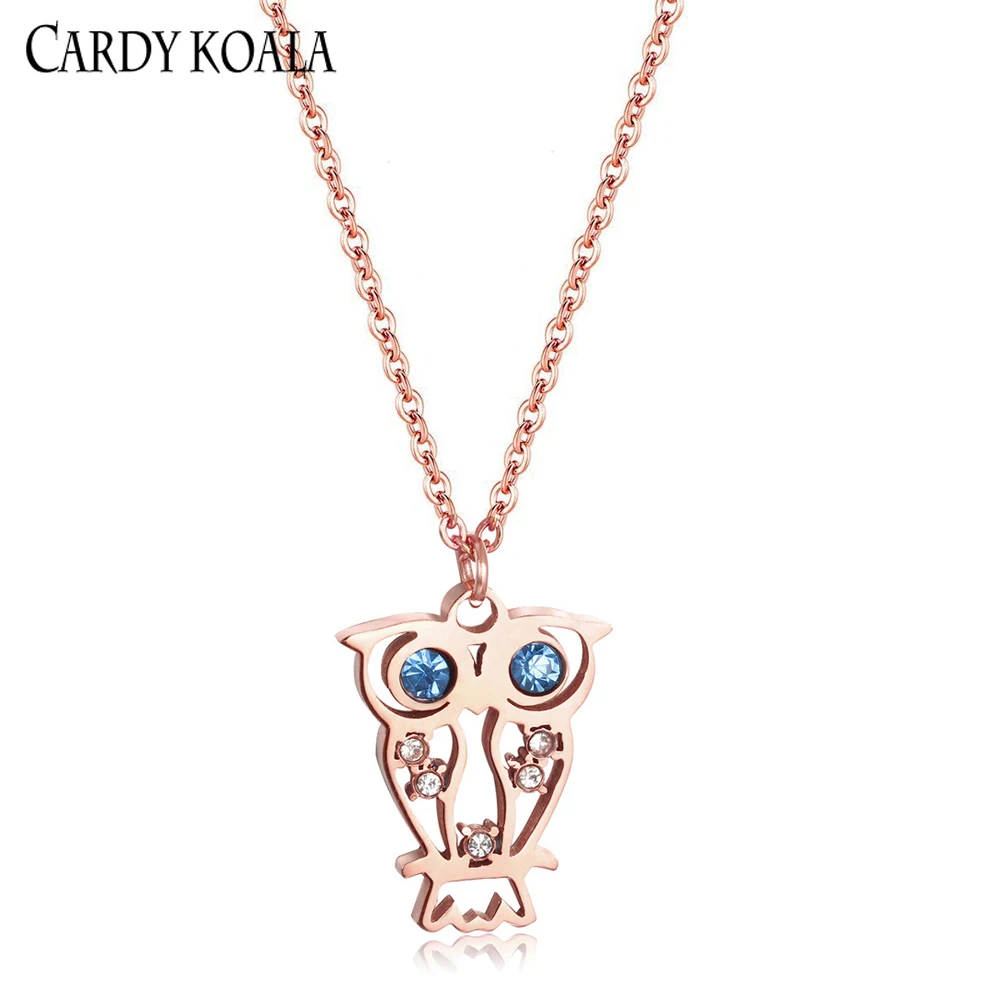 

Sen series sweet diamond-studded owl titanium steel necklace clavicle chain female rose gold net red jewelry can be issued on be
