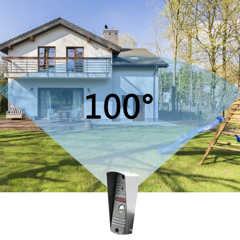 HomeFong 7 Inch Intercom Video Door Phone for Villa 4 Monitors 2 Doorbells Camera 1200TVL IP65 with Motion Sensor Unlock Record