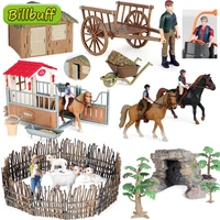 2021 simulation farm cart zoo fence house action car poultry figure horseman horse model early educational toy for children gift