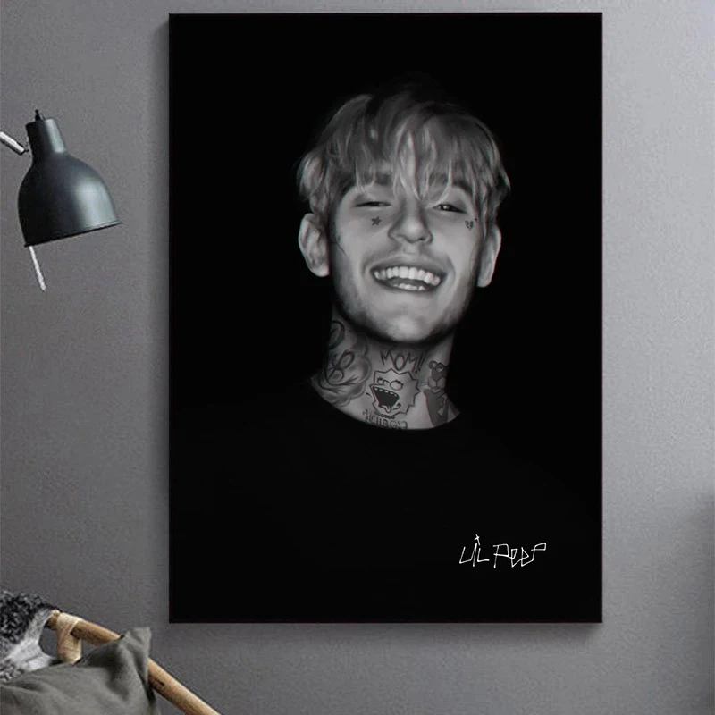 

Black and White Printed Painting Rapper Lil Peep Painting Modern Canvas Posters and Prints Living Room Home Decor Picture