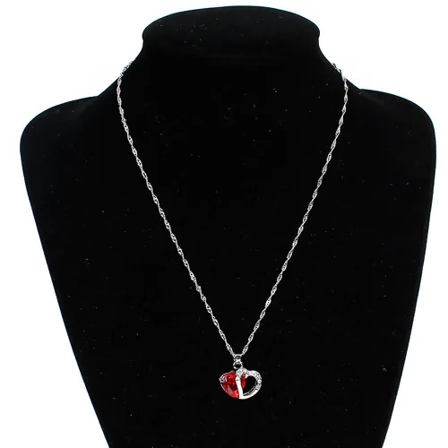 

Heart Series Necklace For Women Silver Color Hollow Heart Clear Rhinestone Necklace Wedding Jewelry 45cm(17 6/8") long ,1 PC