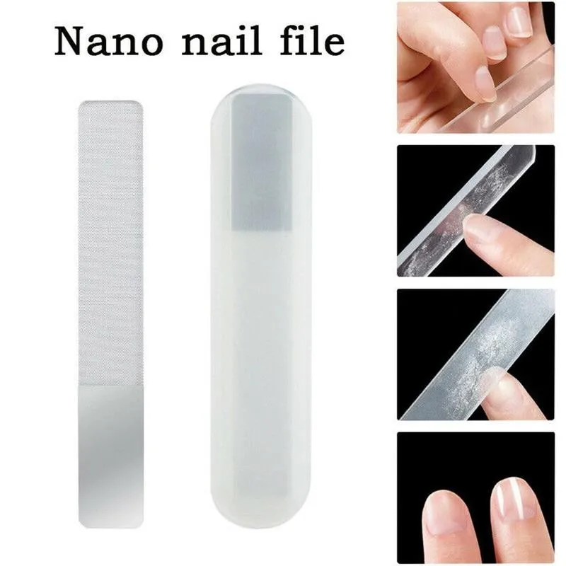 

1Pcs Nail File White Gradient Nano Nail File Glass Buffer Nail Grinding Manicure Art Tool Professional Nail File Cleanable O4F5