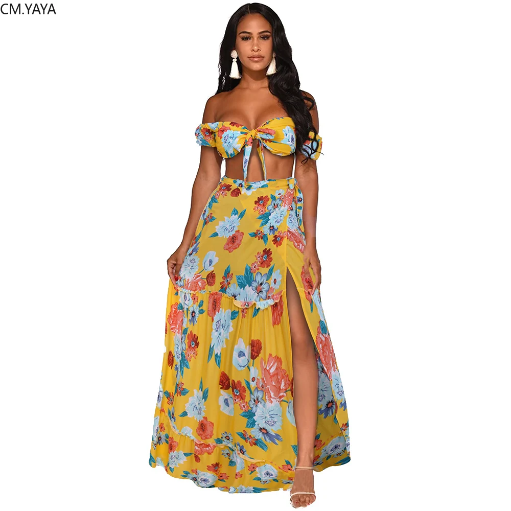 Летнее женское длинное платье топ с вырезом лодочкой + юбка комплекты из 2