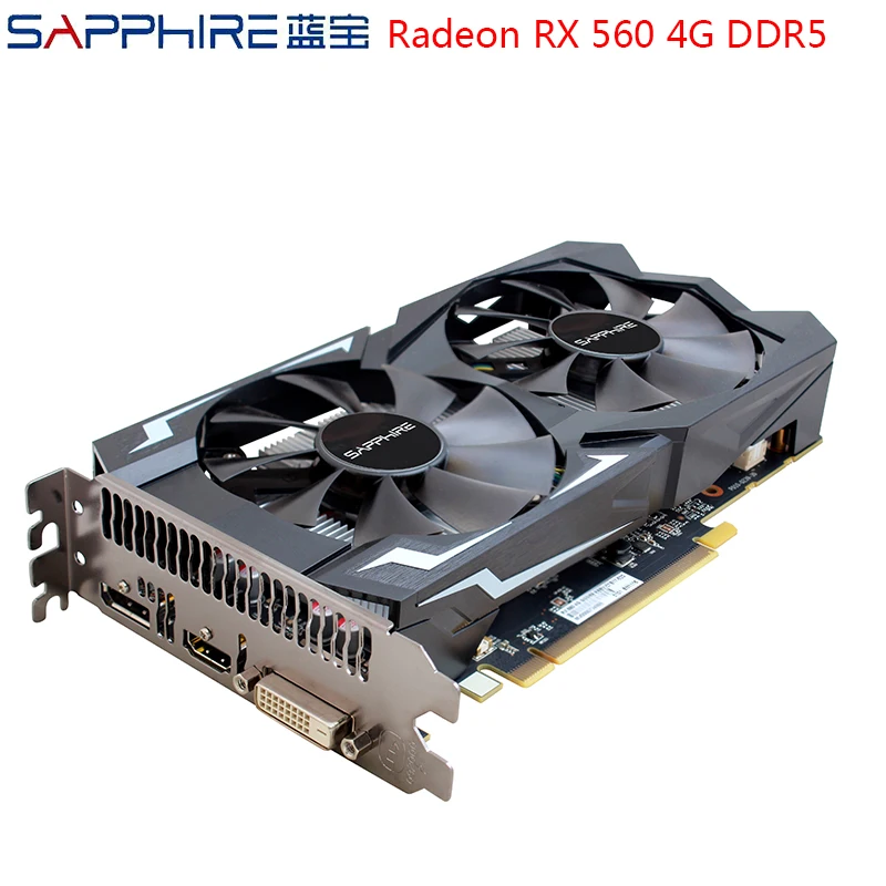 Видеокарта SAPPHIRE AMD Radeon RX 560, 4 Гб, 128 бит, GDDR5, PCI, настольная, RX560, видеокарта для ПК, игр, б/у, для геймеров