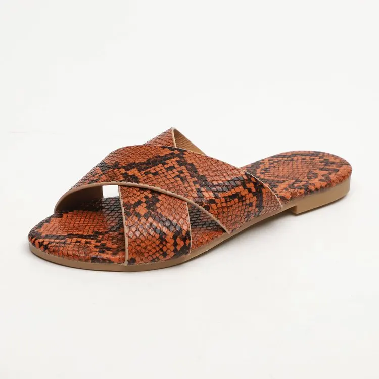 Женские тапочки Fujin 2020 летние Нескользящие Пляжные Шлепанцы из змеиной кожи на