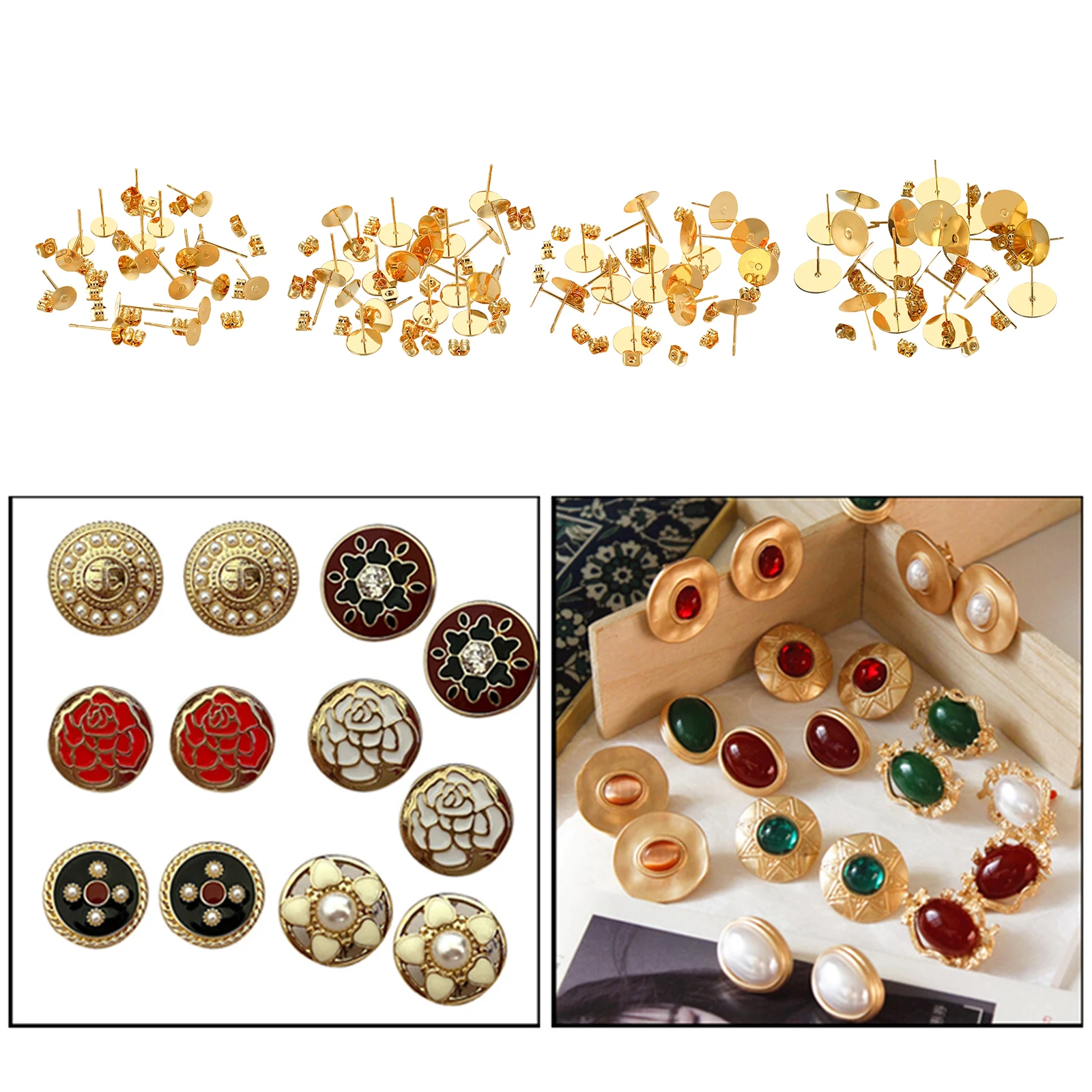 

20/set 6/8/10/12mm Stainless Steel Earring Posts Pin Studs and Butterfly Backs Jewelry Making Crafts for Woman