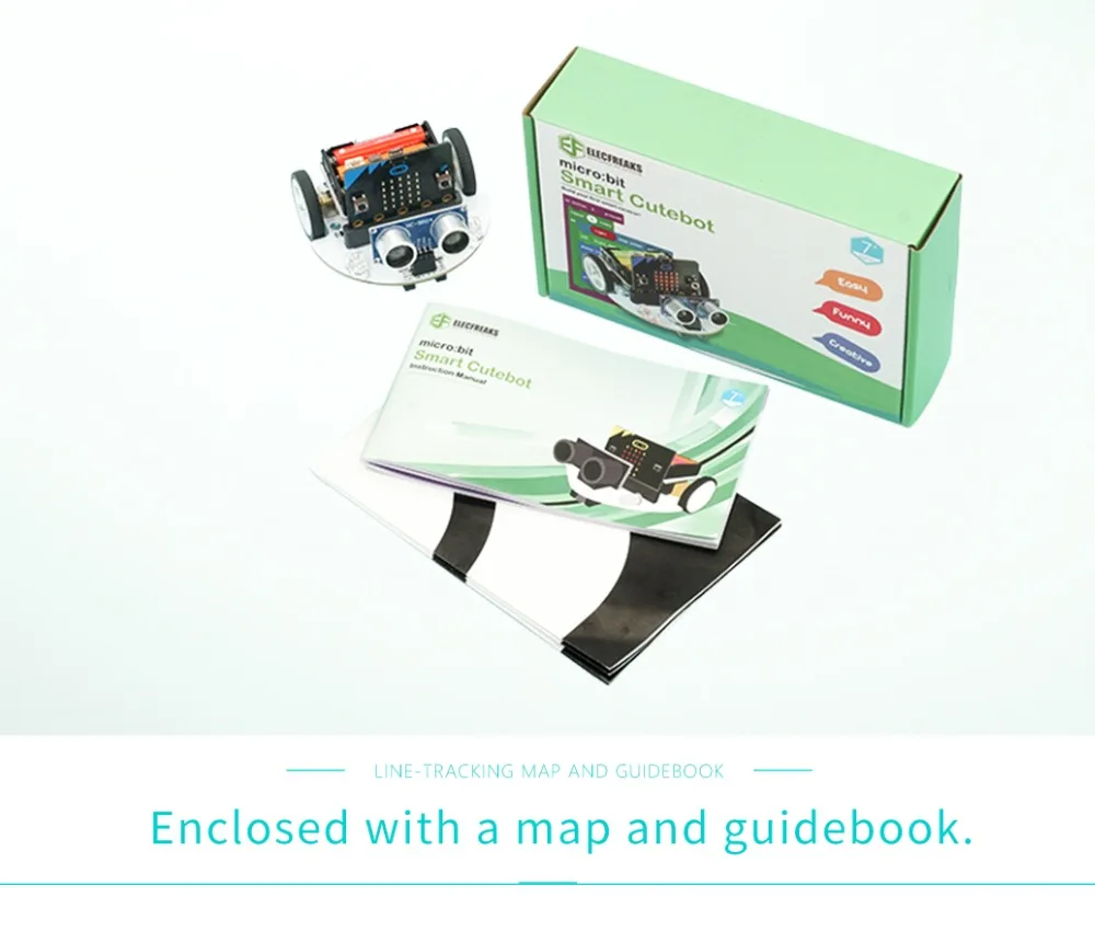 micro:bit Cutebot Smart Car Kit(without micro:bit)rear-drive Rainbow RGB Lamp 300RPM Dual High Speed Motor