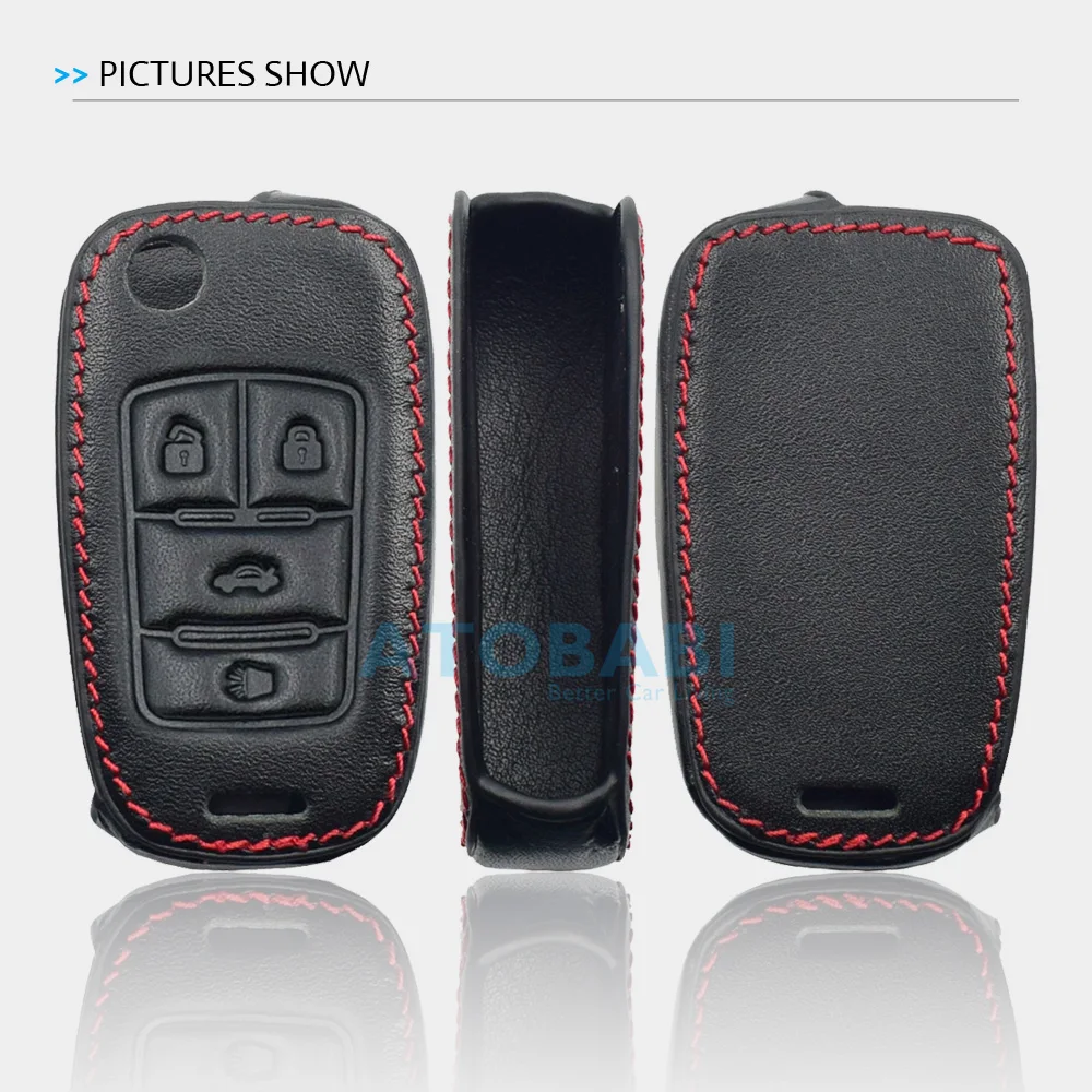 Фото Кожаный чехол для автомобильных ключей для Chevrolet, Camaro, Cruze, Malibu, Impala, Equinox Sonic Spark 2, 3, 4, 5 кнопок, складной чехол для телефона №4