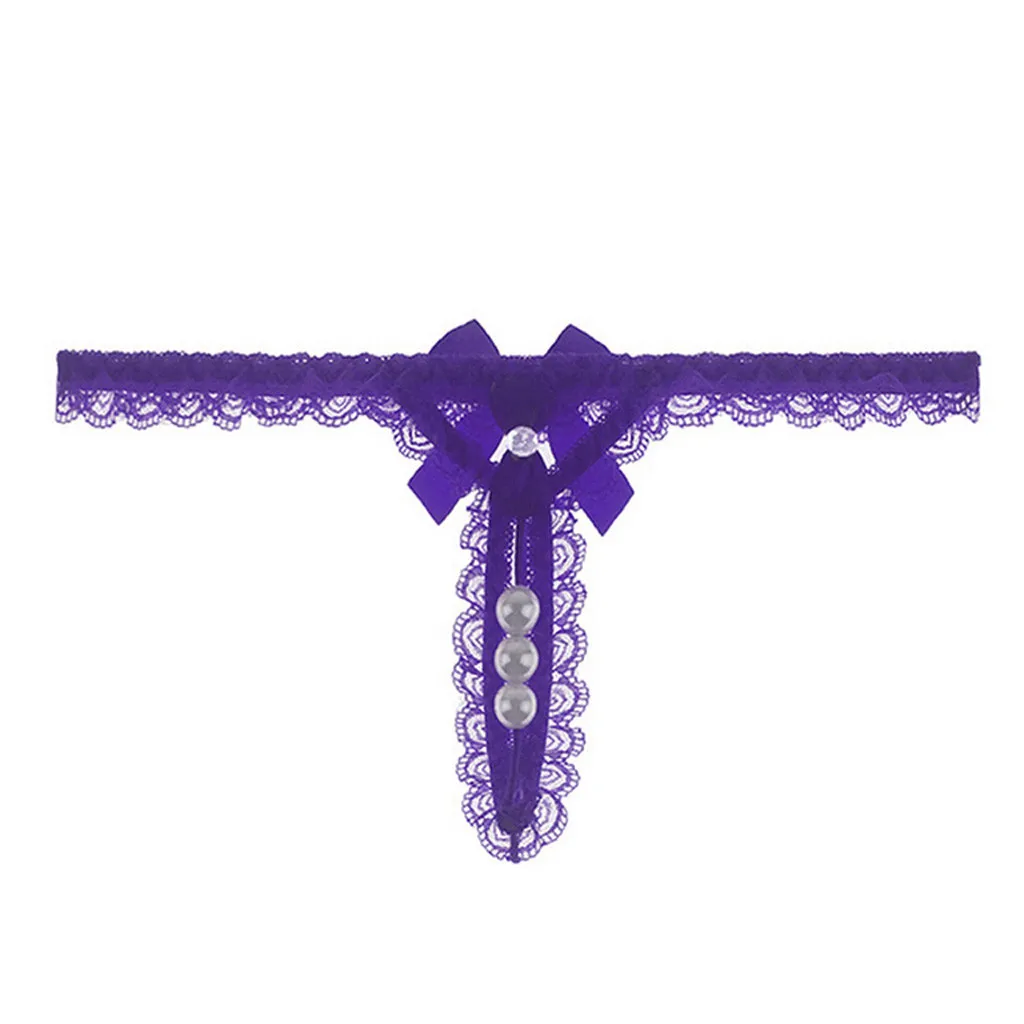 Женские жемчужные G-стринги ажурные трусики с бантом дизайнерское короткое