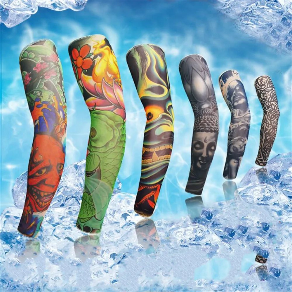 

1PC Outdoor Cycling 3D Tattoo Printed Arm Sleeves Sun Protection Bike Basketball Compression Arm Warmers Ridding Cuff Sleeves