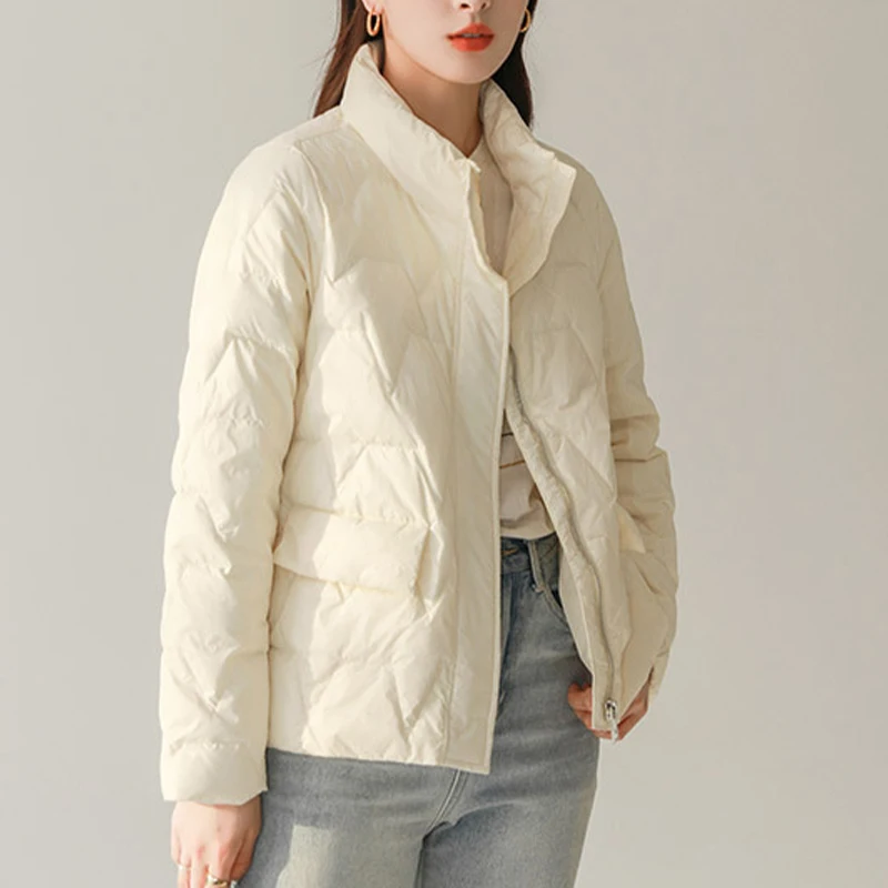 

Зимние женские пуховики, плотный Теплый Женский пуховик с воротником-стойкой, корейский однотонный топ на молнии с карманами, Офисная Женск...