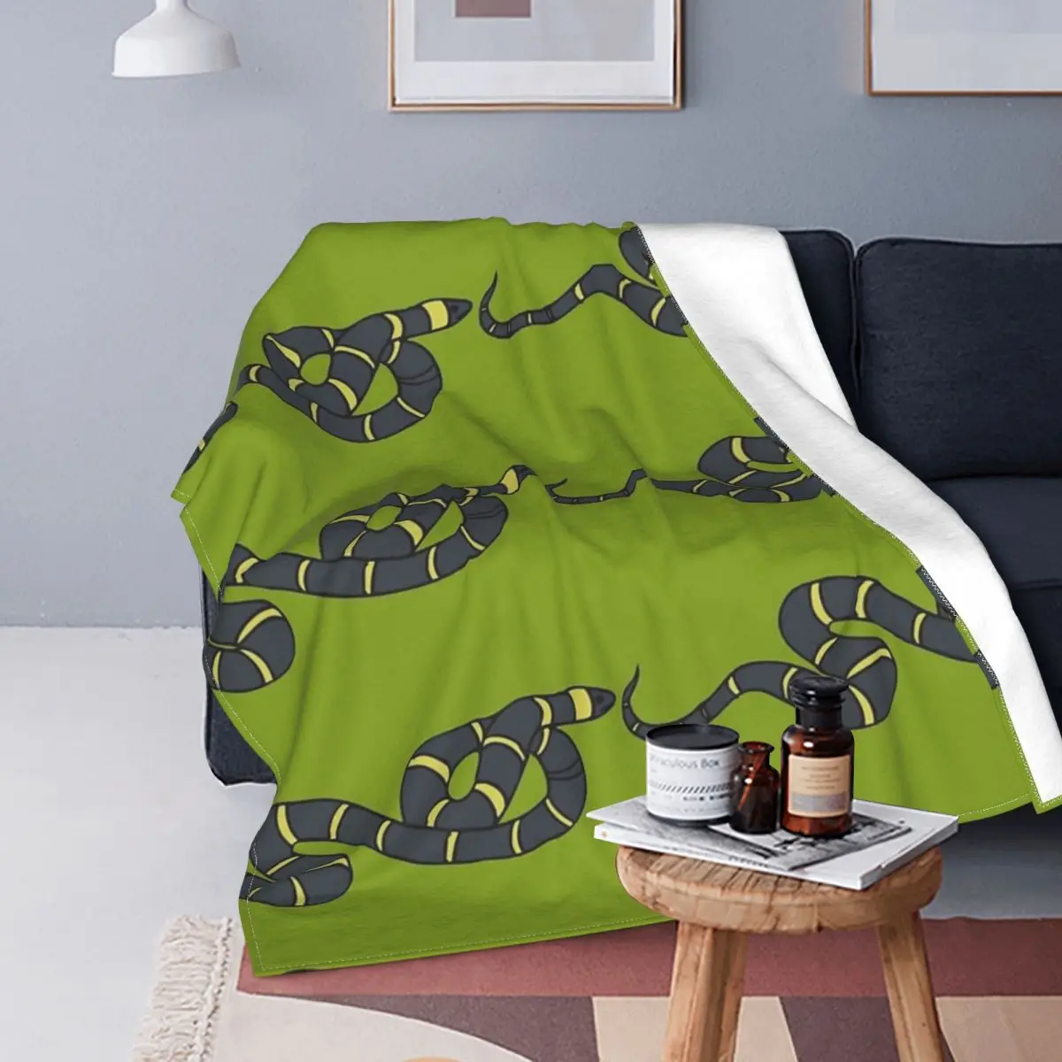 

Manta de serpiente verde, para cama colcha a cuadros, cubierta de playa, manta de lana, alfombra de oración Islámica