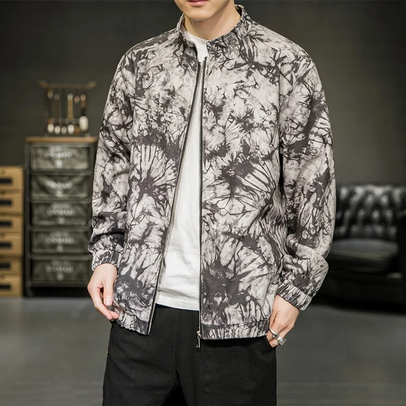 Цветочный принт курточка бомбер для мужчин 2021 Мужские Винтажные хорошо защищают