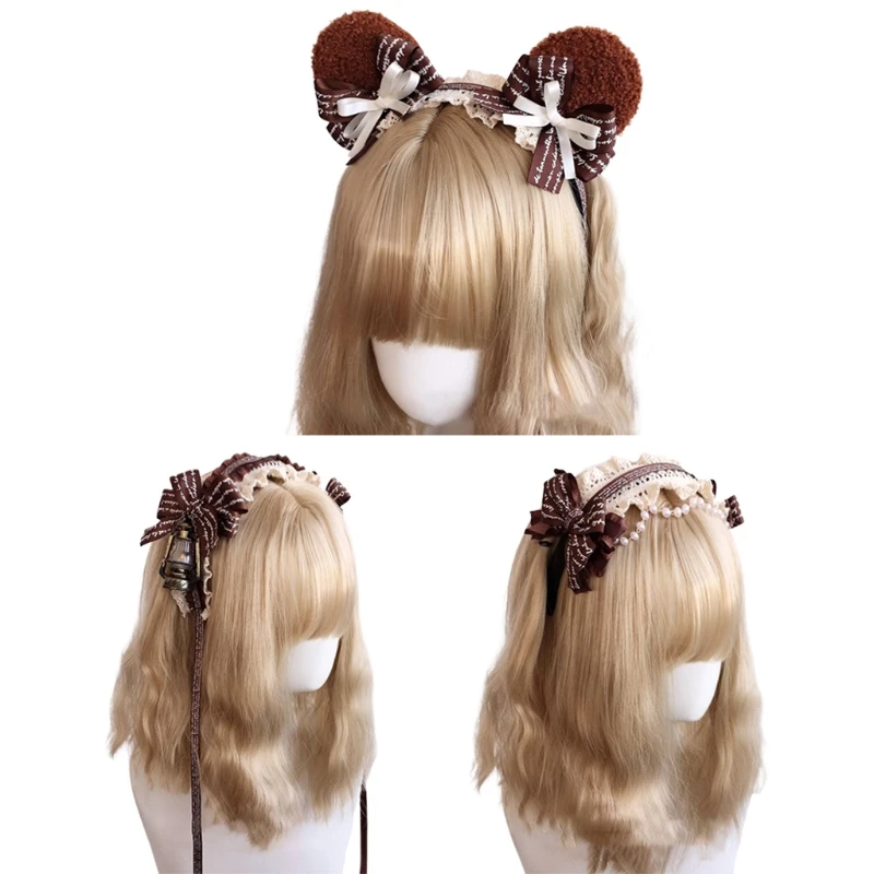 

Lolita Headwear Ruffles Lace Cosplay Hairhoop Bows Adorn Elegant Tassel Hairband Anime Maid Cosplay Accessories