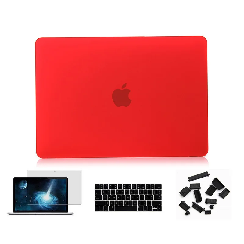 

Rubberized Hard Case Keyboard Skin Cover +Screen Protector+Dust plug for Apple Macbook Pro 13/15 Air 13/11 Inch 12 13.3 15.4