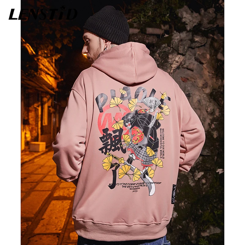 LENSTID 2019 мужской уличная хип хоп объемный пуловер толстовки Японский Женский