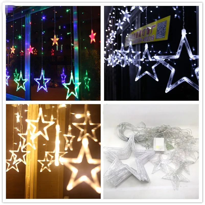 

Star Curtain Garland on The Window String Lights Fairy Lights Wedding New Year Christmas Decorations for Home Bedroom Window