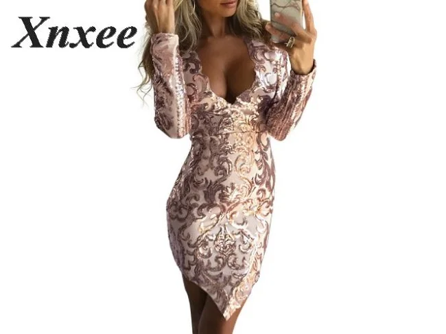 Новое Европейское и американское Сексуальное Женское Платье с длинным рукавом