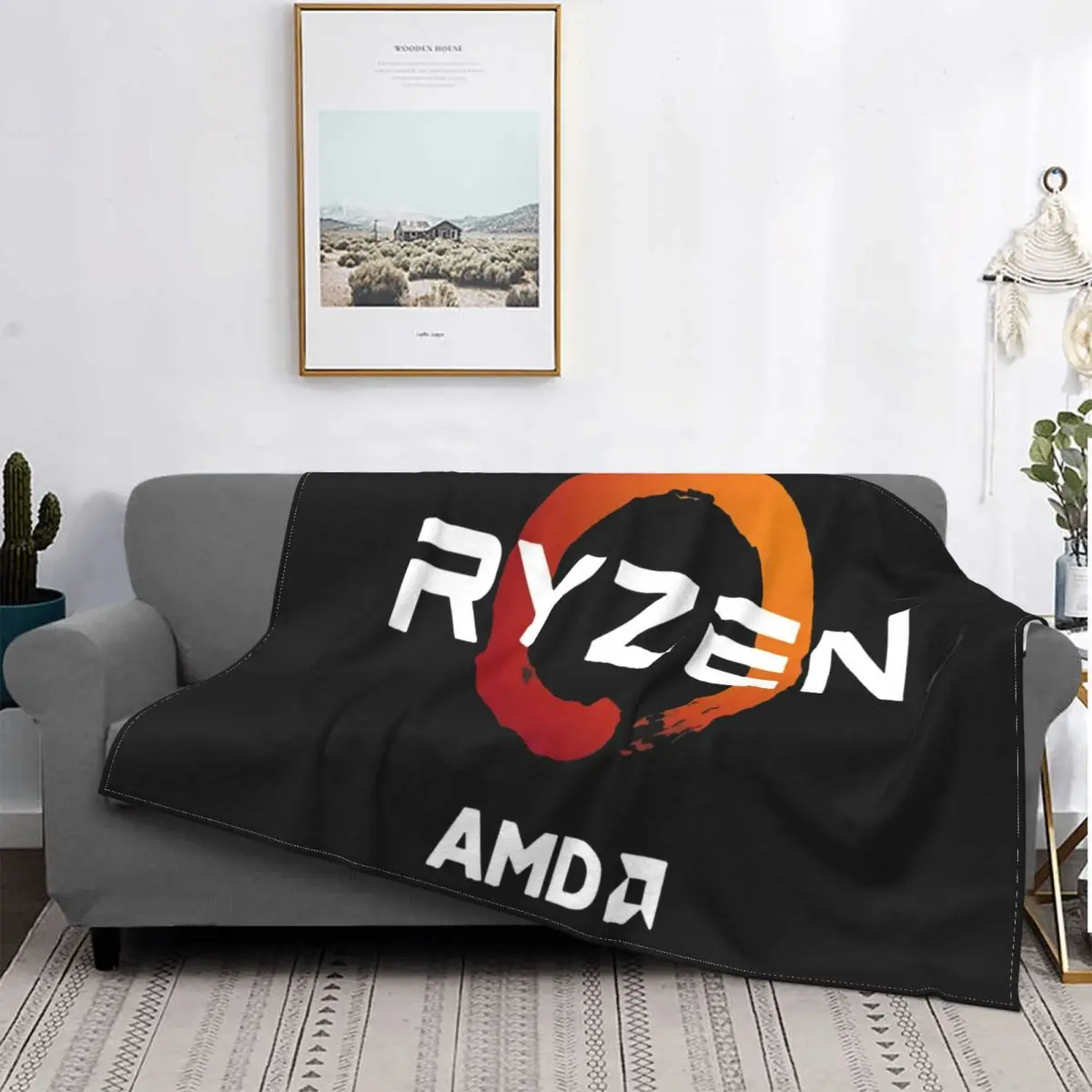 

Cpu Uprocessor-Manta Amd Ryzen Geek, cubrecama, funda a cuadros, toalla, fundas de cama de invierno