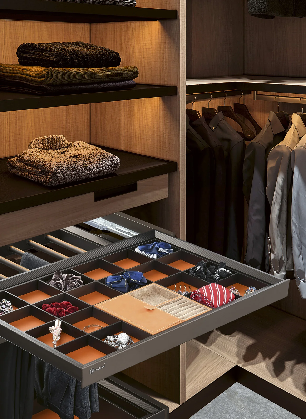 

Деревянная многофункциональная шкатулка для хранения ювелирных изделий, квадратная кожаная шкатулка для ювелирных изделий, шкатулка для х...