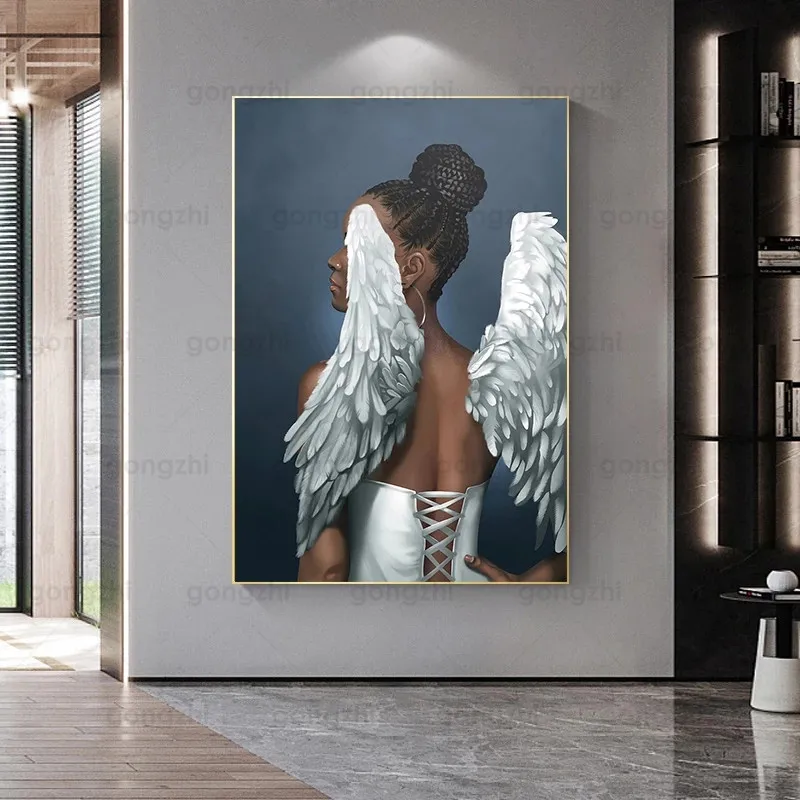 Современная Художественная Картина на холсте черная красота Крыло ангела