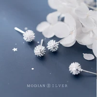 modian real 100 925 sterling silver simple fashion small stud earrings for women hypoallergenic jewelry with silver earplugs