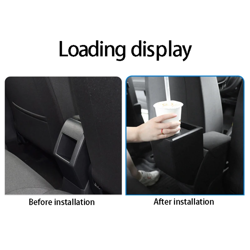 

Car Armrest Box Storage Box Rear Seat Armrest Water Cup Holder for Polo Plus 2018-2020