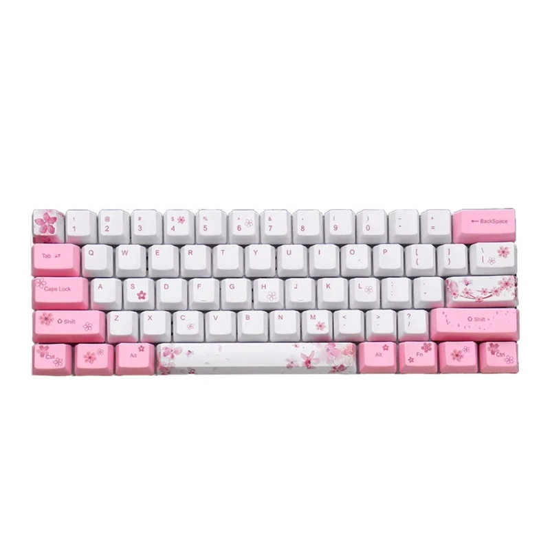 

71 Keys Keycap Dye Sublimation OEM Profile Mechanical Keyboard Cherry Blossom Keycap for rk61 series, Gans alt61 series