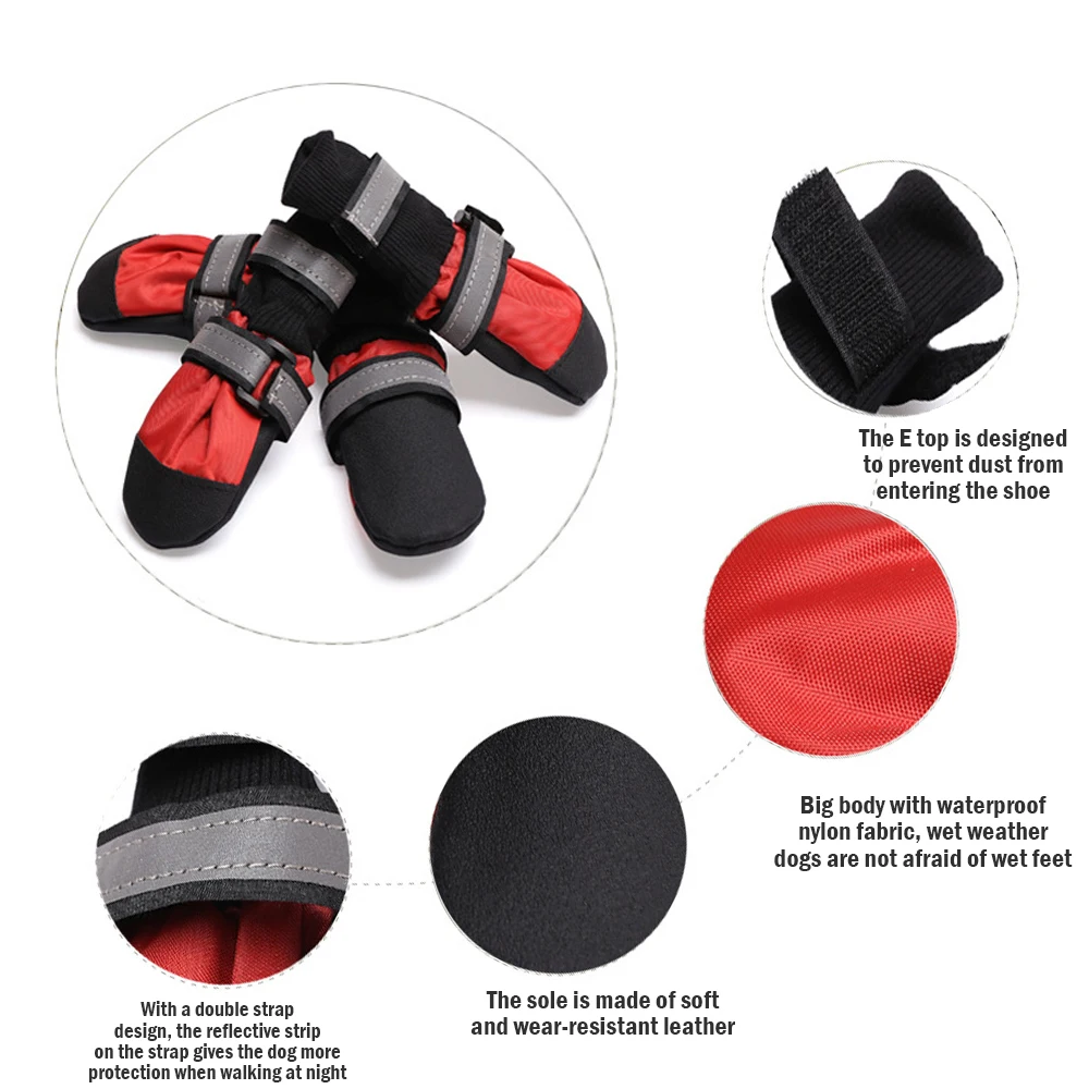4 шт. зимняя обувь для домашних питомцев водонепроницаемая нескользящая снега
