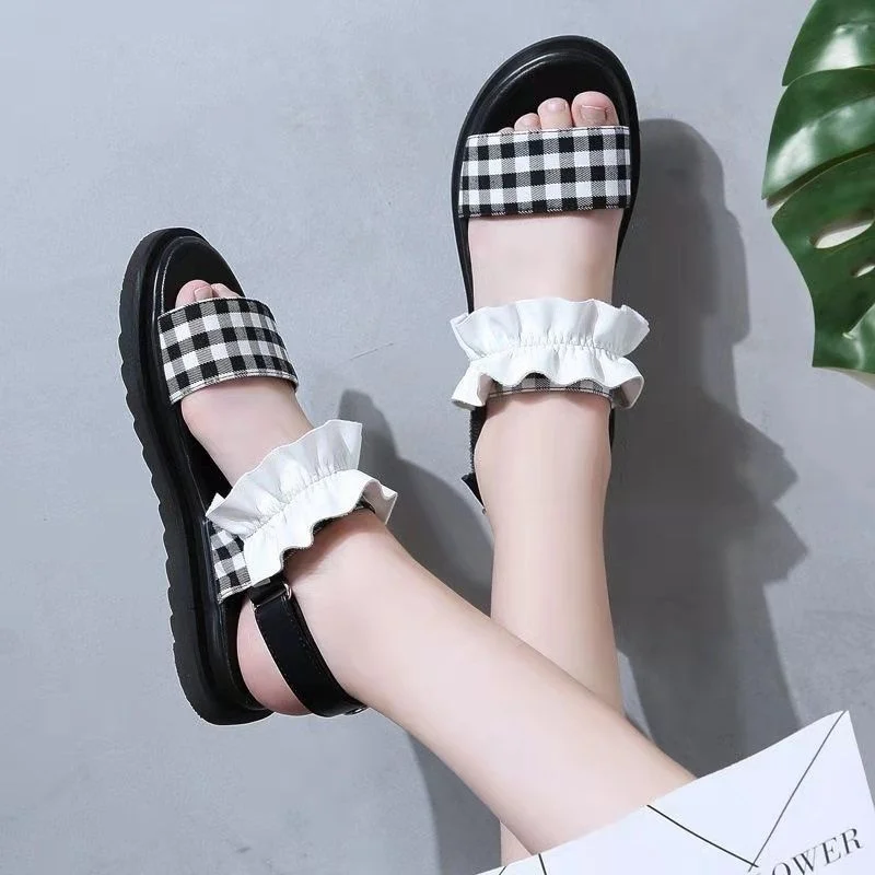 

Soft Non-slip Summer Sandals Sandalias Kids shoes 2020 For Children's Girl's leather shoes Children British Black Girls Flats
